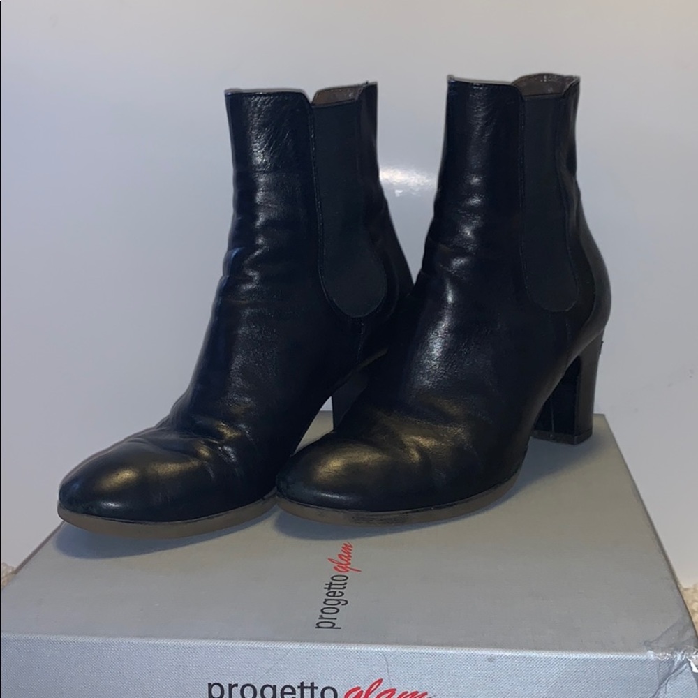 Progetto Glam Black Leather Booties